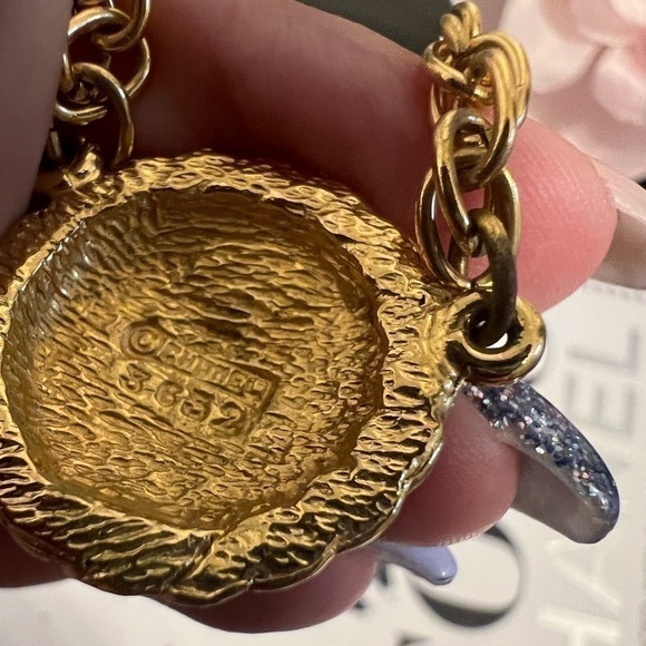 Chanel 24K Gold Plated Choker Necklace Coco Mark CC Gold Plated Vintage w Box - Picture 4 of 7